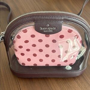 Kate Spade Pink and Burgundy Polka Dot Crossbody Bag w/ removable polka dot bag